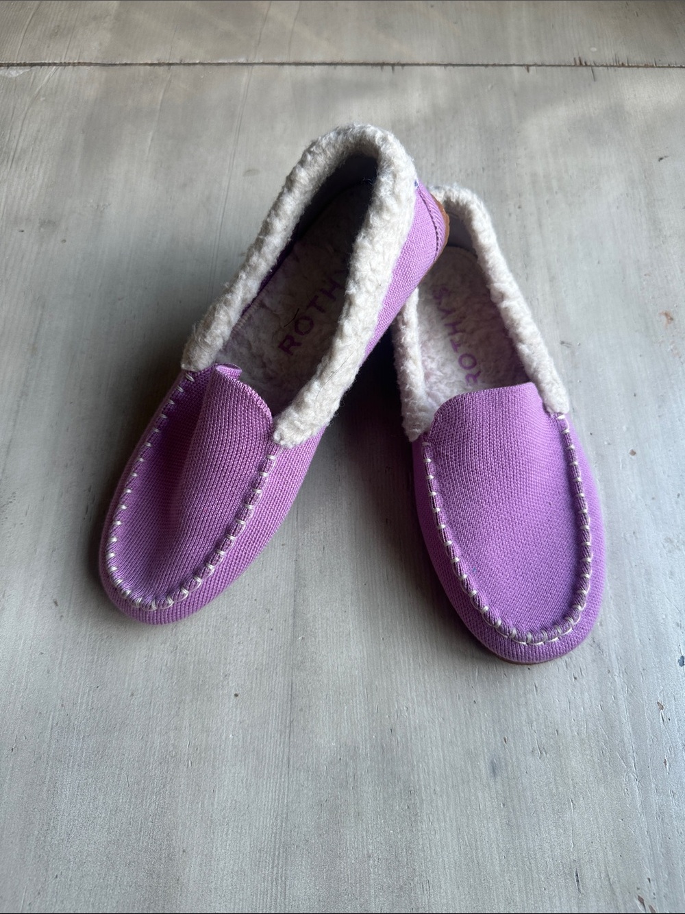Rothy's Women’s Wool Blend Slipper Winter Berry Knit Slip On Moccasins, size 7